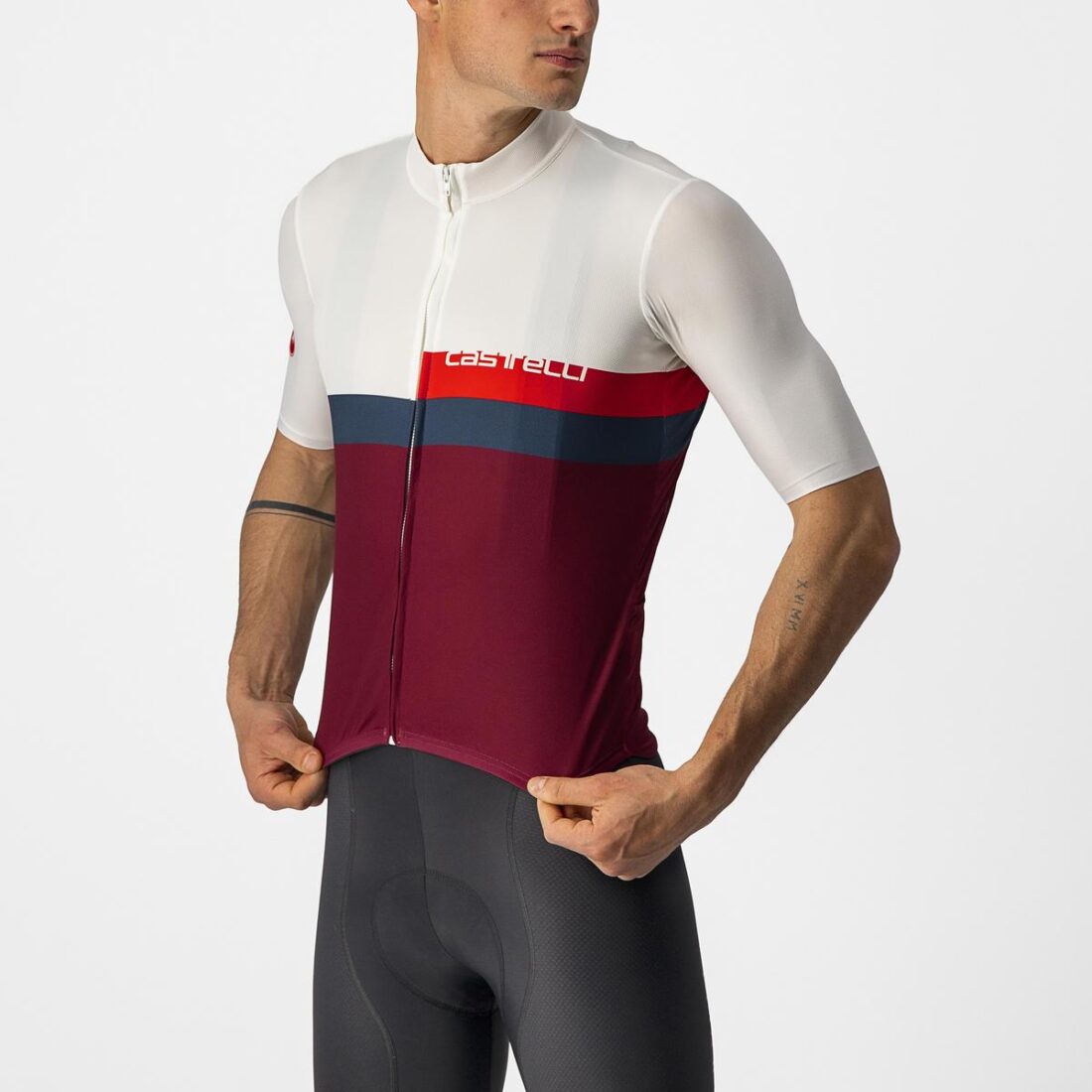 Castelli Maillot A Blocco M/C Marfil/RJ/Az/Burdeos T-M